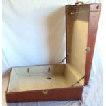 A 1950's American Tower brand red and brown vanity case and vanity case, both with Cunard White Star