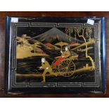 A Japanese lacquered album containing a collection of early 20th Century Japanese tinted and other