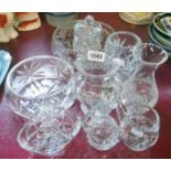 A quantity of cut glass including bowls, vases, etc.