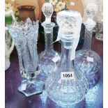 A pair of Sherry decanters - sold with another decanter and a vase