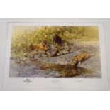 †David Shepherd: a mounted signed limited edition coloured print, entitled "The Tigers of