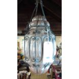 A pink bubble glass pendant light fitting