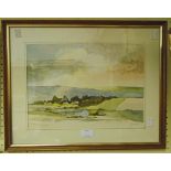 J. Williams: a framed watercolour depicting a view of Horswell, South Milton