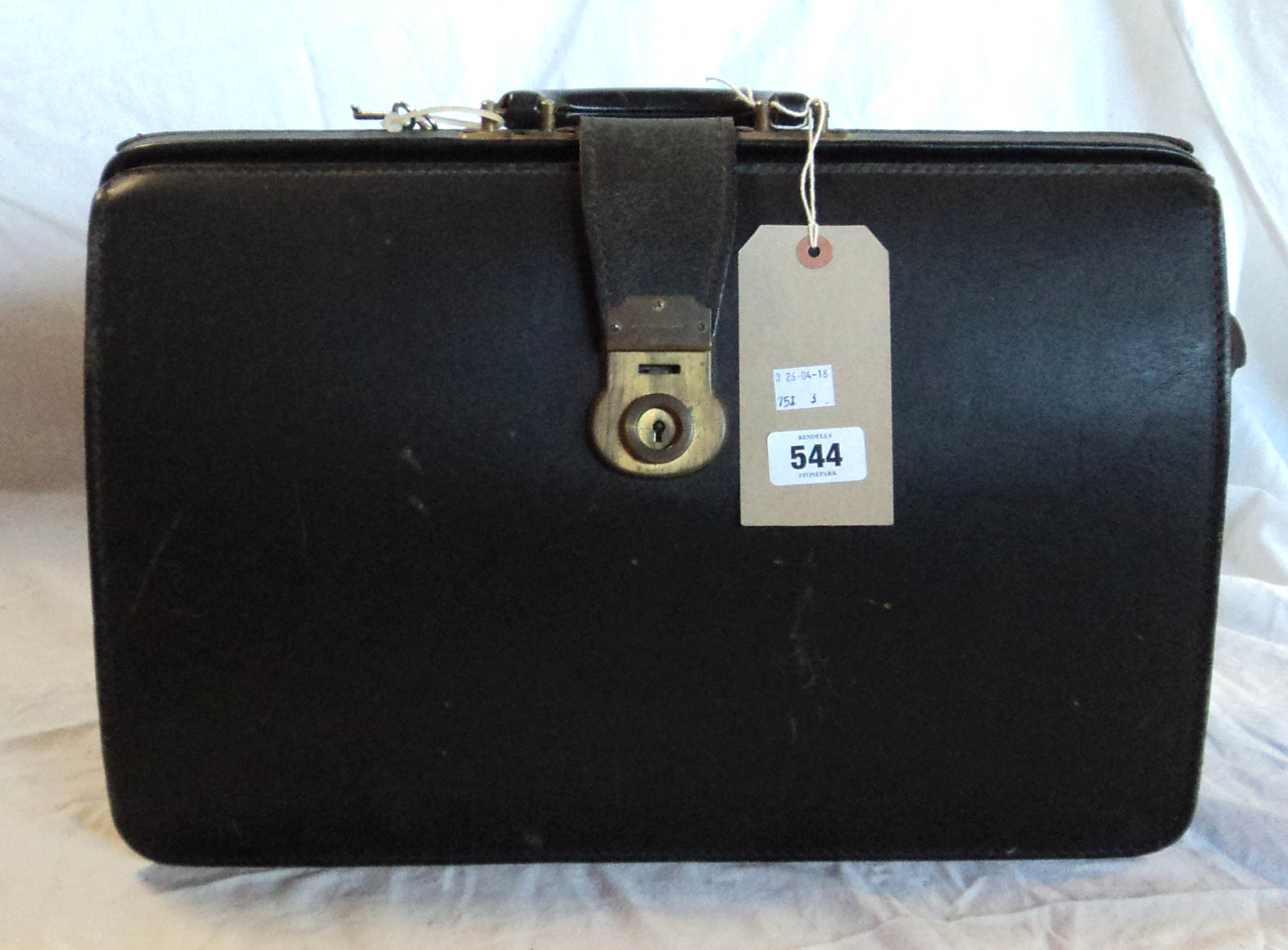 A black leather briefcase