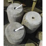 Three 13" high cylindrical limestone plinths