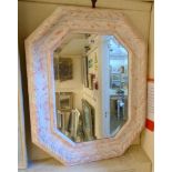 A decorative rope twist border wall mirror with sponged painted finish and octagonal bevelled plate