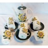 A Shelley Hathaway pattern coffee set including coffee pot, milk jug and sugar bowl