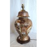 An Oriental temple jar as a table lamp