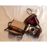 A vintage Kodak Retinette camera and flash kit