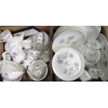 A Wedgwood Ice Rose pattern six place breakfast, dinner and dessert service including teapot,