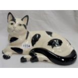 A 12" Babbacombe Pottery black and white cat