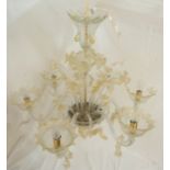 A Venetian Murano Gold six branch electrolier with flower and leaf embellishments - one shade and