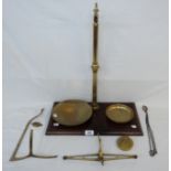 A large set of W. & T. Avery brass balance scales and weights - pin missing