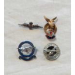 Four RAF lapel badges, comprising a marked Sterling wing, enamelled RAFA, Air Training Corps, and
