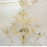 A Venetian Murano Gold six branch electrolier with flower and leaf embellishments - to match Lot