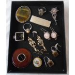 A small collection of costume and other jewellery including a micro mosaic brooch with polychrome