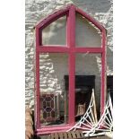 A 7' 4" high painted Gothic arch window frame - one remaining panel