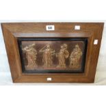 A framed set of four copper moulds of Classical style figures in the manner of John Flaxman,