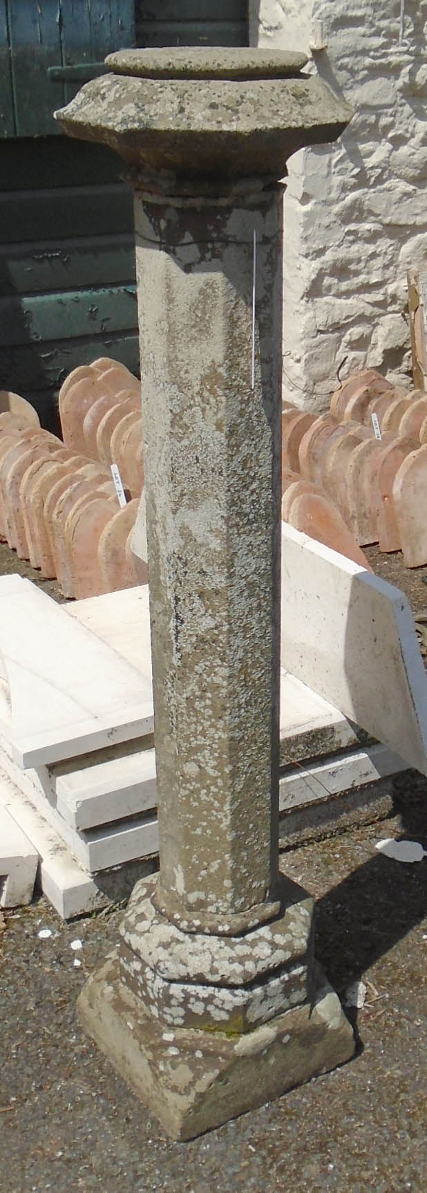 A 4' precast faceted slender pedestal