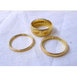 Three 22ct. gold wedding bands of various design