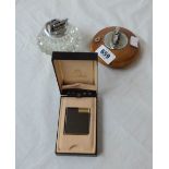 A boxed Colibri cigarette lighter - sold with two Ronson table lighters