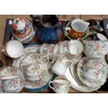 A box containing a Royal Staffordshire China tea set and other decorative ceramics