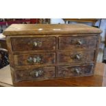 A 20 3/4" antique waxed pine tabletop chest with two flights of partitioned drawers - Brook of