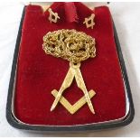 A 9ct. gold Masonic pendant - Chester 1903, on marked 9ct. rope twist chain, also a pair of unmarked