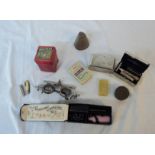 Various collectable items including Zippo lighter, boxed gyroscope top, trial lens frame (a/f),