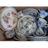 A quantity of Johnson Bros. blue and white Indies pattern including vegetable dish, etc.