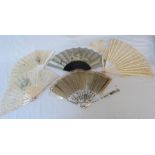 Six antique fans - various condition