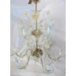 A Venetian Murano Gold chandelier with two tiers of five and six branches, with flower, leaf, and