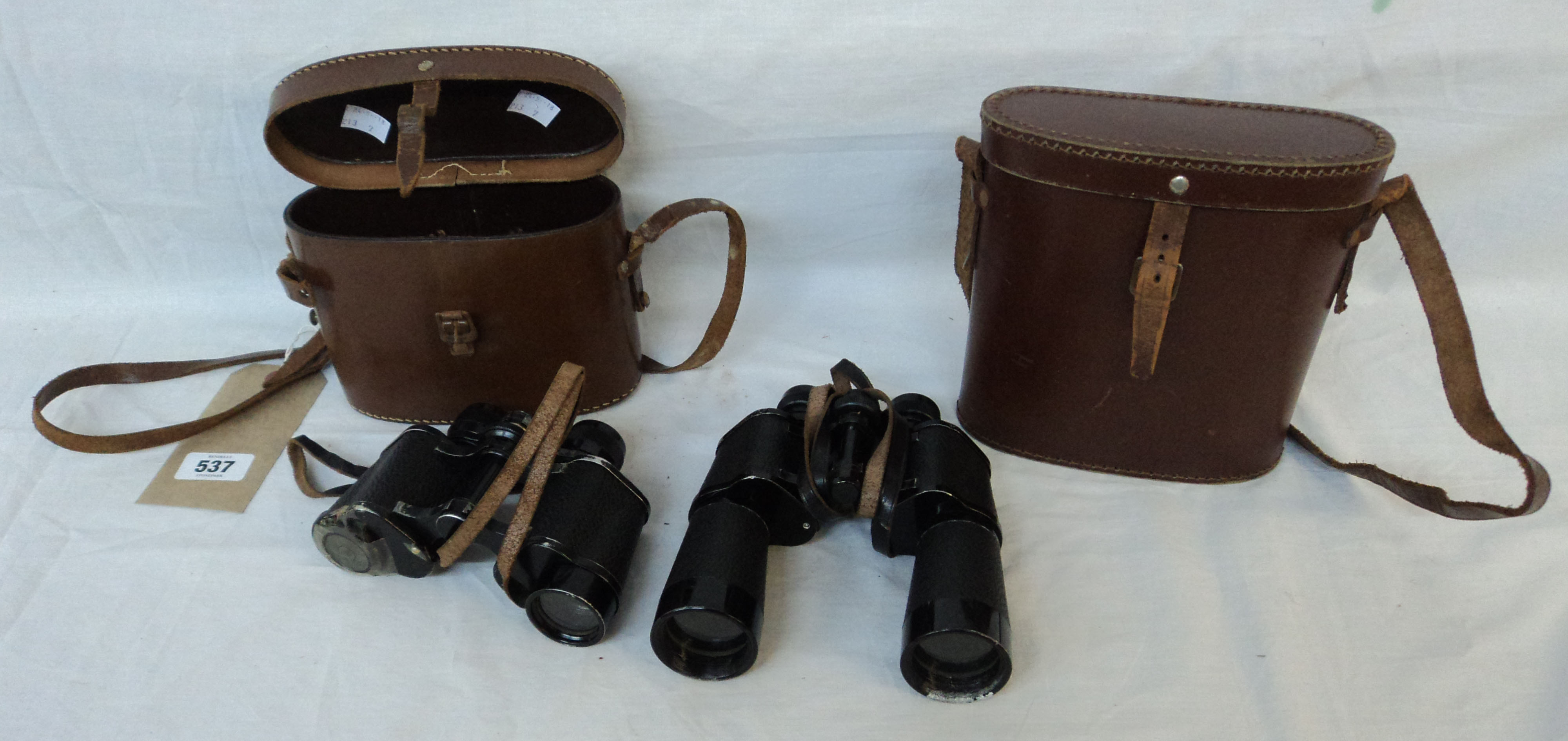 A pair of vintage Lieberman & Gortz 20X binoculars, in original leather case - sold with a pair of