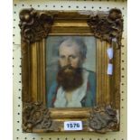 M. E. Hall: an antique ornate gilt framed oil portrait of a bearded man - signed and dated 1894 -