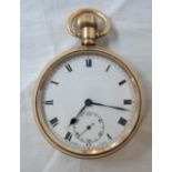 A 1930's pocket watch with Admiral twenty-one jewel movement, in Dennison yellow metal case