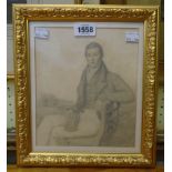 Charles Hayter (1761- 1835): a gilt framed pencil portrait of Mr. G. Dawkins seated, three quarter