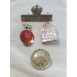 Four Home Front lapel badges, comprising Imperial Service, For Loyal Service, WVS Civil Defence