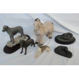 A collection of animal models including horse, dogs, etc.