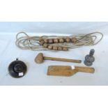 A quantity of assorted plumbing and other items including old bell pull and pewter pepperette