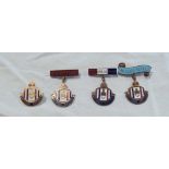 Four National Savings enamelled badges including 40 Years Service, etc.