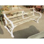 A 6' 10" railway style bench with heavy cast iron ends and wooden slats