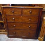 A 4' William IV mahogany chest of two short and three long graduated drawers with rounded corners