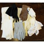 Ten pairs of ladies gloves including leather, kid and crochet examples