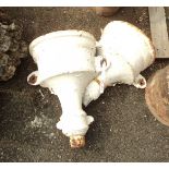 A pair of 12 1/2" cast iron hopper heads