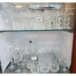 A harlequin part suite of glassware including wines, tumblers, sherries, etc.