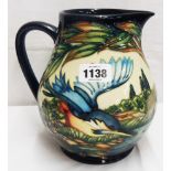 A 8" 2000 Moorcroft jug, Kingfisher by Philip Gibson, 43/350 - boxed