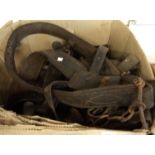 A large quantity of old heavy horse hames and tack