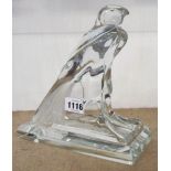 A 20th Century French Daum glass sculpture in the form of a falcon with frosted decoration to