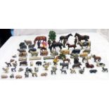 A collection of old lead farm animals soldiers and other figures including Britains - various