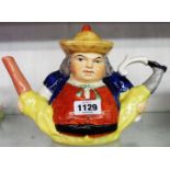 A Staffordshire pottery novelty Toby teapot with legs akimbo